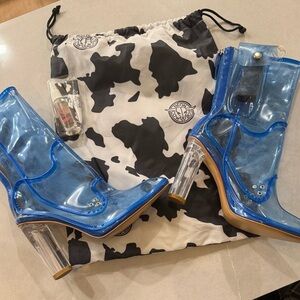 Neon Cowboy Light Up Blue Ankle Boots